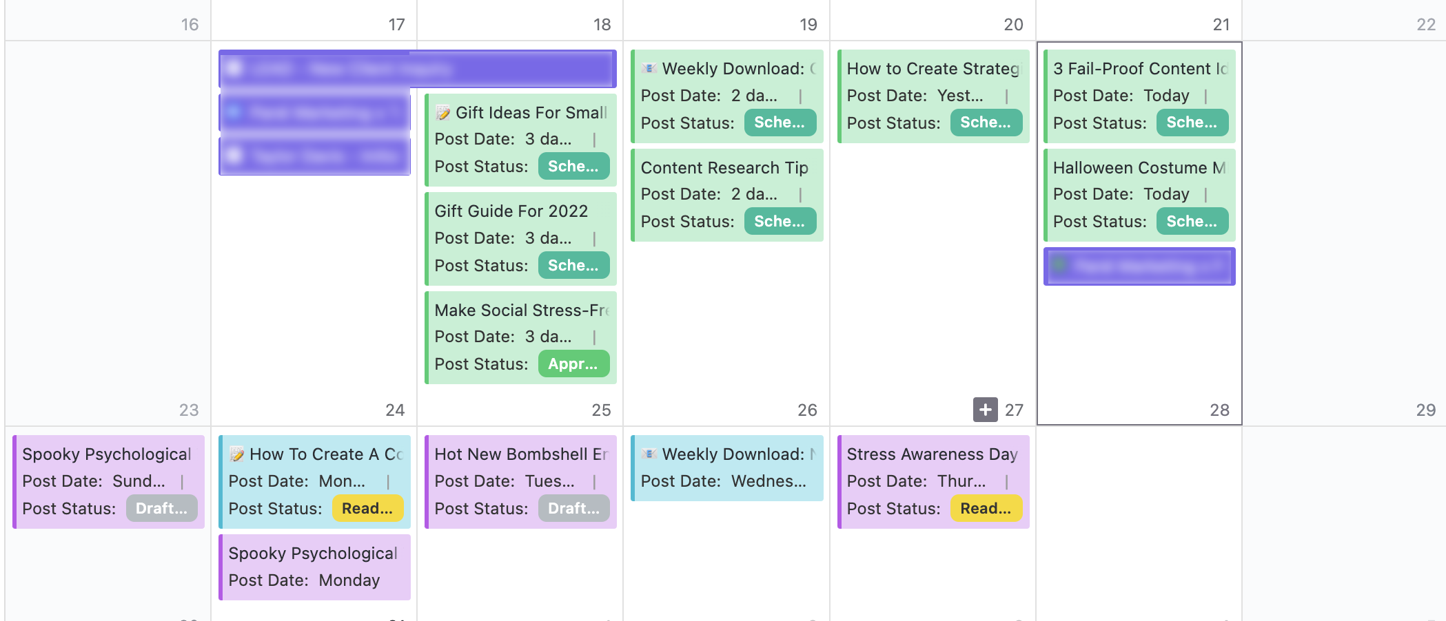 how to create a content calendar in ClickUp