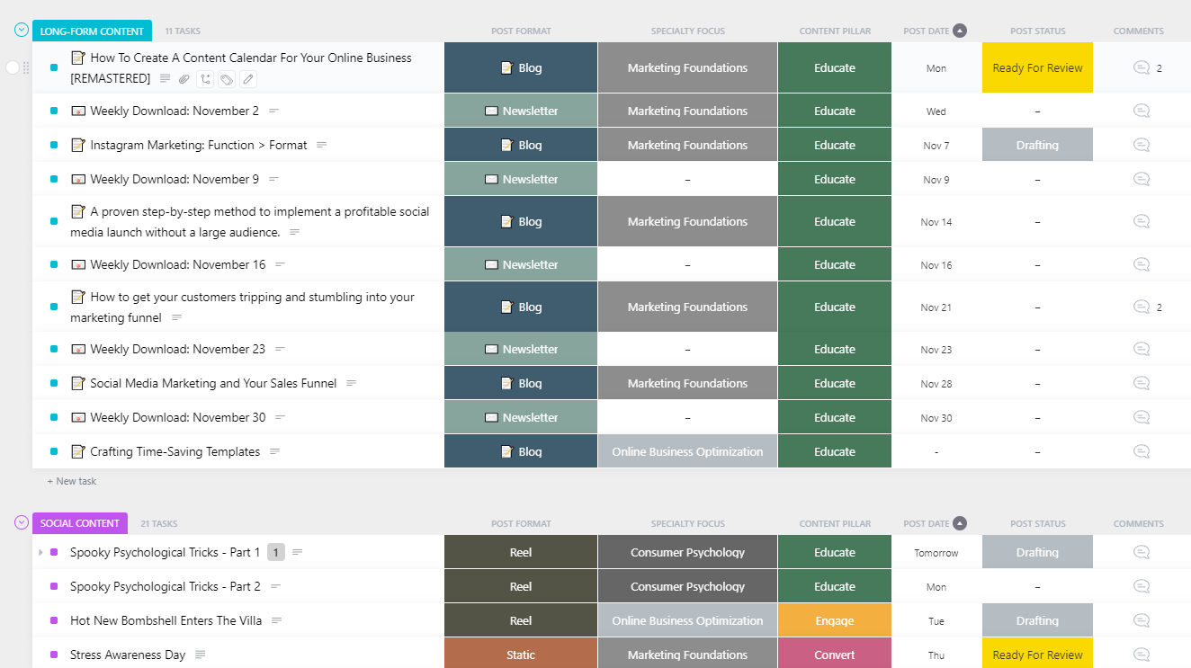 downloadable social media content calendar template