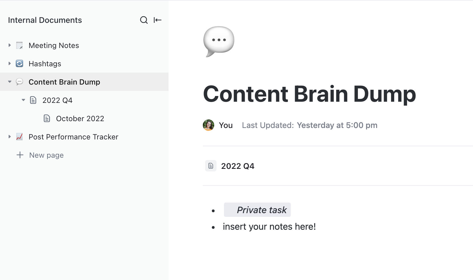 content brain dump - clickup content calendar system