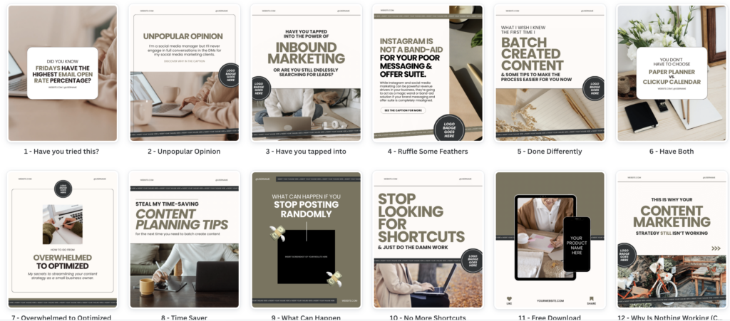 Sample Canva Templates From The Content Catalyst Membership